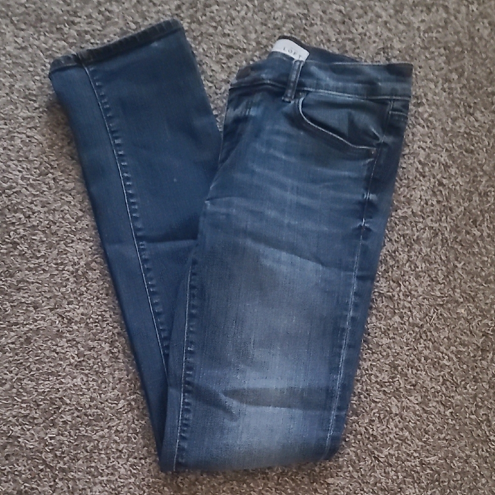 Blue Skinny Jeans with Faded Whiskering